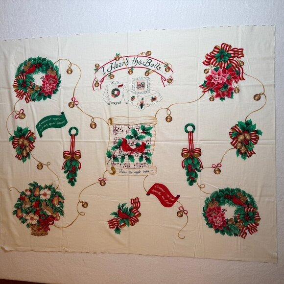 🛒 $4 - Vintage Fabric DIY Material - 1 yard Christmas Applique Panel #26 - Picture 4 of 4